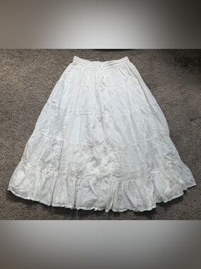 Y2K Pretty Woman beaded white layered maxi skirt coquette Americana country